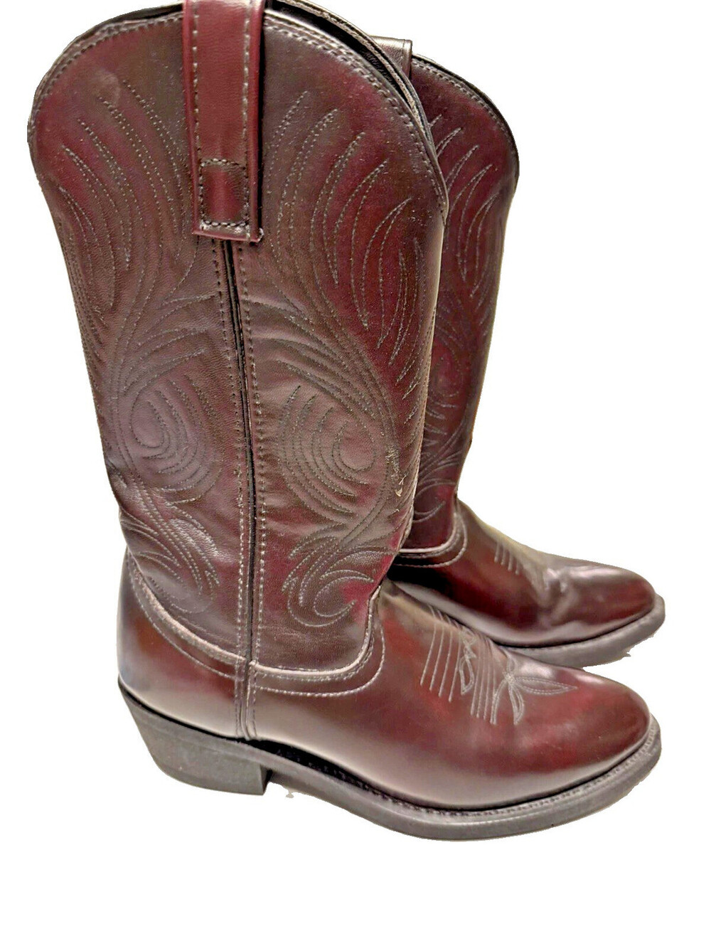 JB Dillion Burgundy Leather Cowboy Boots Mens 7D.  New without Box